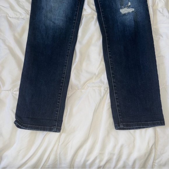 Chico’s Jeans Mid Rise, Stretch Waist, Dark Distressed, Straight Sz 2R Or L/12 - Picture 5 of 10